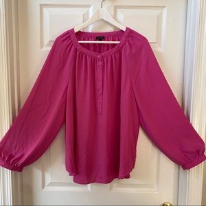 Talbots Crepe Band Collar Top - Pink Size XL